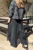 Cabbage Rose Cotton Quilted Jacket Black